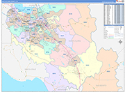Santa Clara County Wall Map Color Cast Style